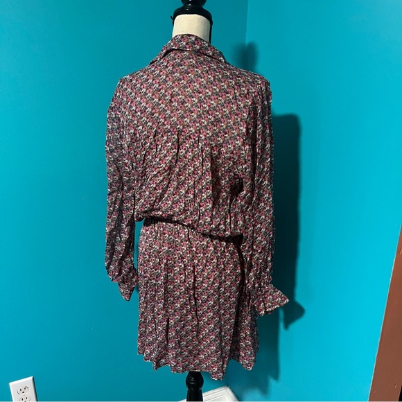 Zadig & Voltaire L Pink Reevas Liberty Skull Floral Print Long Sleeve Dress - Picture 8 of 10